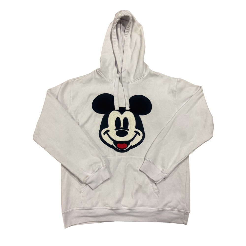Disney Mickey Mouse White Pullover Hoodie Chenille Patch MYSJUK2-3L52 Large